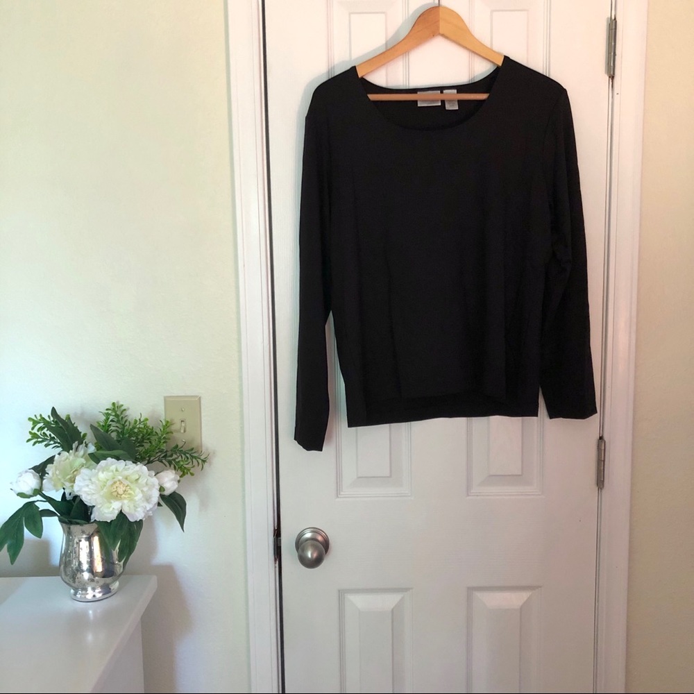 Chico’s soft & shiny black long sleeved top
